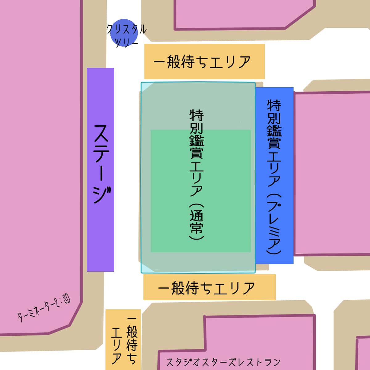 ステージ付近のマップ
